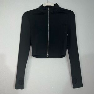 2 piece set black zip crop and leggings